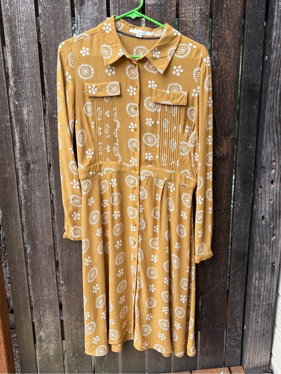 Boden Dresses & Skirts - Boden Longsleeve Floral Full Button Down Shirt Dress in Mustard Sz 8 Regular
